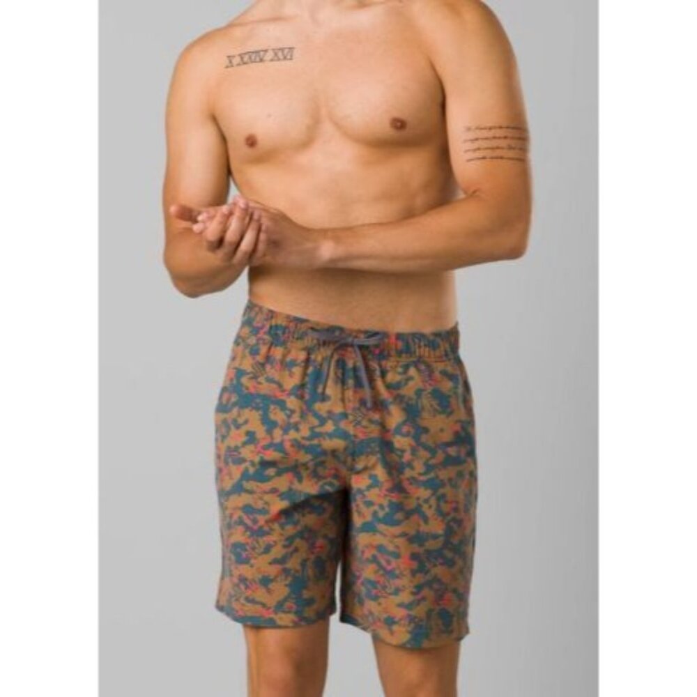 PrAna Metric E-Waist Board/Swim Short Fresca Camo Mens‎ M/08" Stretch Standard